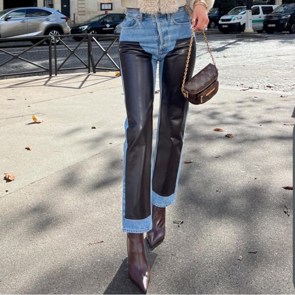 Agolde Blue and Black Straight Leg Jeans